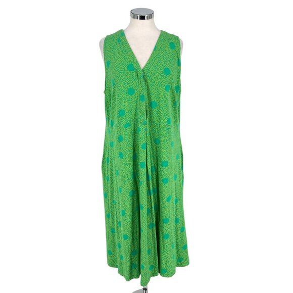 Gudrun Sjoden Green Patterned Sleeveless Dress Size XL Organic Cotton Size XL - Picture 1 of 11